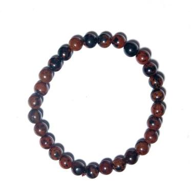 Imagem de Pulseira Pedra Obsidiana Mahogany Bolinha 6mm Fio Silicone - Cristaisd