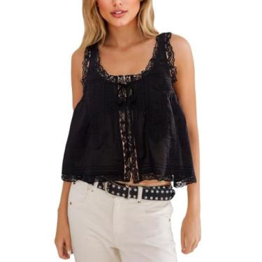 Imagem de Camiseta regata feminina FUNTOUR com acabamento em renda, Beach Vacati