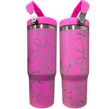 Imagem de Silva lining designing Presente de agradecimento de enfermeira para profissionais de saúde RN caneca de café copo para copo isolado RN garrafa de água estetoscópio (850 g rosa choque (62)/Enfermeira