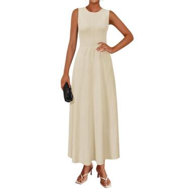 Imagem de Vestido de verão Arach&Cloz sem mangas A Line em malha canelada