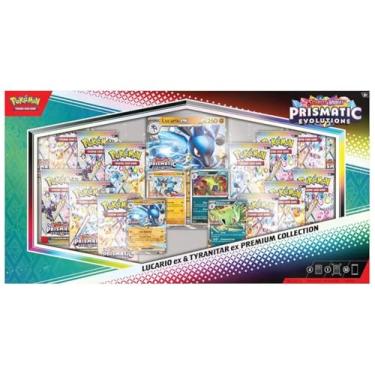 Imagem de Pokemon TCG Scarlet & Violet Prismatic Evolutions Lucario ex & Tyranitar ex Premium Collection Box - 14 Packs