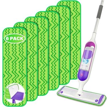 Imagem de Almofadas de esfregão reutilizáveis compatíveis com Swiffer PowerMop, pacote com 6 almofadas de refil de esfregão de microfibra, refis laváveis para esfregão de 33 cm, 35,5 cm, 38 cm, limpeza de piso