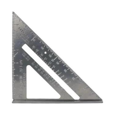 Imagem de Régua Triangular De Metal De Precisão Com Transferidor Para Marcenaria