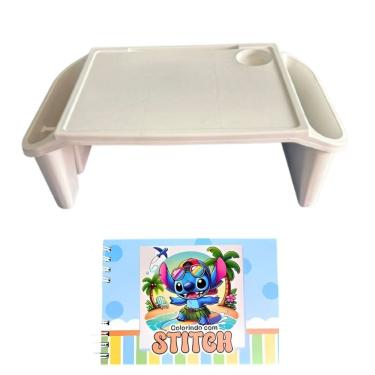 Imagem de Mesa Apoio Infantil + Livro De Capa Dura – 48 Páginas Para Colorir, Criar E Aprender Bandeja Branca Stitch-azul