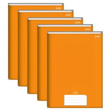 Imagem de Kit 5 Cadernos Brochurao Capa Dura Stiff 96fls Laranja Jandaia