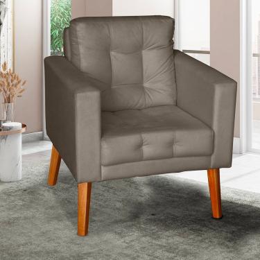 Imagem de Sofá/poltrona/cadeira Decorativa Glamour Dubai Com Pés Em Madeira Capuccino