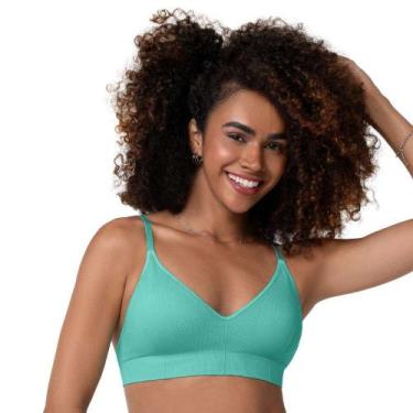 Imagem de Sutiã Rib com Bojo sem Costura Verde Turquesa Zee Rucci, 44