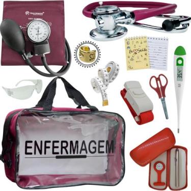 Imagem de Kit Enfermagem Top Cores Premium Completo Estagio - Love Saude, VINHO 