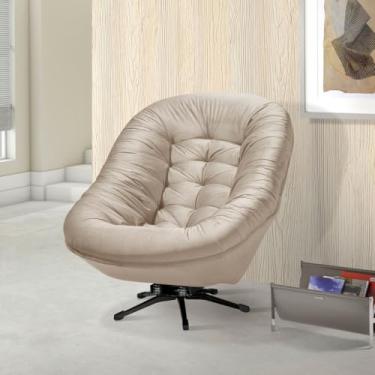 Imagem de Poltrona Base Giratória e Balanço Decorativa Design Moderno Ibiza Bege (Bege)