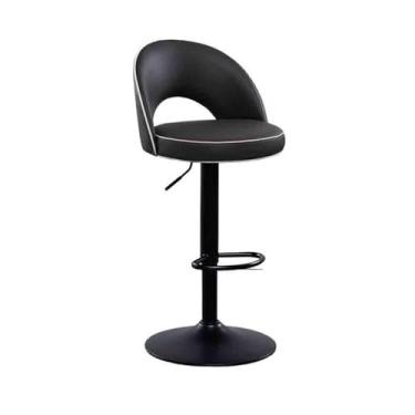 Imagem de Banco de bar de pub Cadeiras reclináveis ​​para casa, cadeiras de balcão para cozinha, recepção, bancos bar leves e luxuosos, elevatórios, jantar, cadeira alta(Preto)