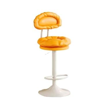 Imagem de Banco de bar de pub 54-74 cm Elevador e giratório Bar Stool Simples encosto Home Use High Banqueta Frente Cadeira(Orange)