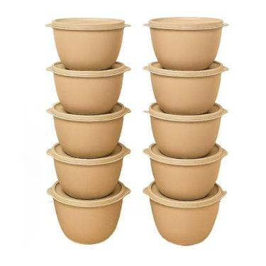 Imagem de Conjunto de 10 saladeiras ou 5 saladeiras + jarro de 1,8 litros Saladeiras de cozinha Recipientes plásticos para armazenamento de alimentos (5 potes Bege sem Jarra)