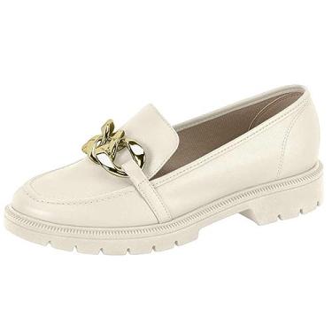 Imagem de Mocassim Loafer Feminino Tratorado Napa Branco Off Dourado Beira Rio 4283.105