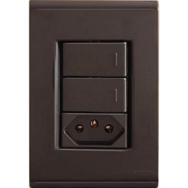Imagem de Conjunto 4x2 Com 2 Interruptores Simples 10 A 250 V E 1 Tomada 2p+t 10 A 250 V Liz Grafit