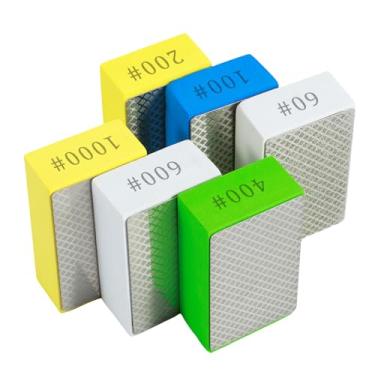 Imagem de XYDHQS 6 peças de almofadas de polimento manual de diamante, 60/120/240/320/600/1000 bloco de lixamento de diamante, esponja de alta elasticidade com diamante para azulejo de vidro