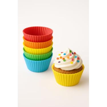 Imagem de Kit Formas de Silicone para Cupcake 6 ou 12 Unidades | Antiaderente, Flexível, Livre de BPA | Cores Sortidas | Ideal para Forno, Airfryer, Micro-ondas e Lava-louças