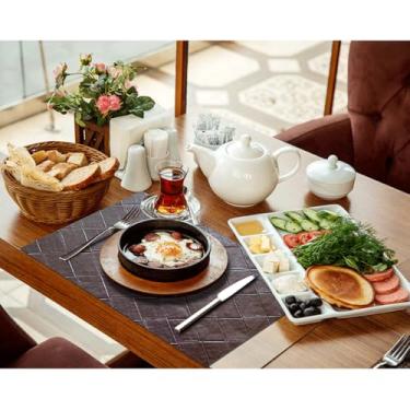 Imagem de Kit Jogo Americano Sousplat 50 Unidades Restaurantes Bar Hotel Mesa Posta Decoração - Mosaico Marrom Retangular