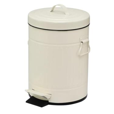 Imagem de ＫＬＫＣＭＳ Pise na lata de lixo com fechamento silencioso, base de ferro antiderrapante, cesto de lixo com pedal, lixeira para lavanderia, sala de estudo e, Bege