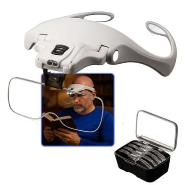 Imagem de Óculos Lupa de Cabeça com LED e 5 Lentes Intercambiáveis para Estética, Joalheria, Odontologia e Eletrônica Entrega Imediata