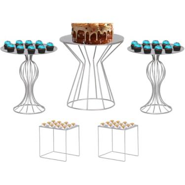 Imagem de Bandejas de Talheres Kit De Decoração Bandeja Para 5 Peças Doces para Festa(prata)