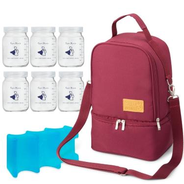 Imagem de Mochila Térmica Amamente+ One Ice com Potes para Leite Materno 200ml Super Mamãe Trocador Portátil