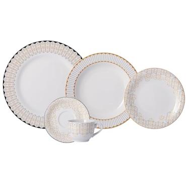 Imagem de Serviço de Jantar e Chá 30 Peças em Porcelana, Decoração Araucária, Porcelana Schmidt
