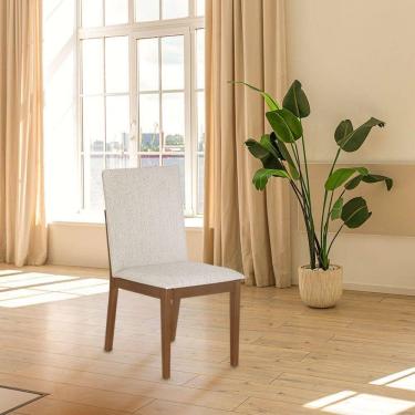 Imagem de Cadeira De Jantar Sofia Moderna Jequitibá Nozes Linho Bege