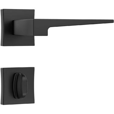 Imagem de Fechadura Classic Polaris 3200 com Roseta Quadrada para Banheiro Black - 40753 - STAM