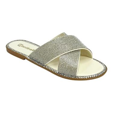 Imagem de Tamanco Santinelli Flat Strass 1618-006 Marfim