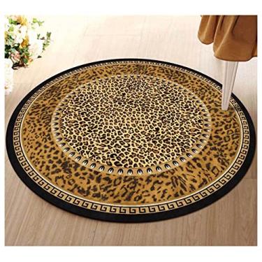 Imagem de SBAMET Tapete de área redonda com estampa de leopardo antiderrapante tapetes de cadeira de jogos para quarto sala de estar estudo ao ar livre tocando tapete de chão (C 150CM) (Cor: A, Tamanho: 150CM)