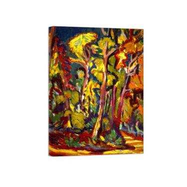 Imagem de Paisagem Abstrata Pôster Famosas Pinturas-Reprodução em Tela-Imagem Decoração Sala de Estar(Trees in Autumn) 50x70cm-19x27in Tela Embrulhada