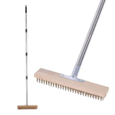 Imagem de Jiawu Escova de Arame de Aço Inoxidável, Vassoura de Arame Pesado Com Alça Telescópica de 49 Polegadas, Vassoura para Remoção de Musgo Ao Ar Livre para Deck, Piso do Pátio (30cm / 11,8in)