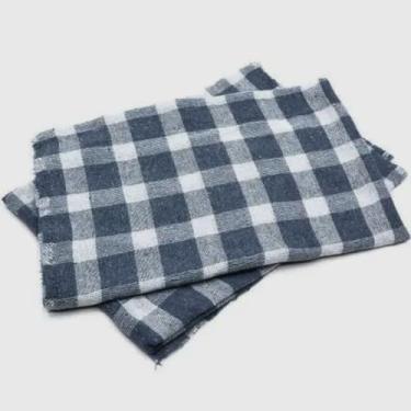 Imagem de Pano de Chão Xadrez, Alvejado, Azul e Branco, Algodão, 65x40cm, Alta Absorção para Limpeza Pesada, Kit com 6 Unidades