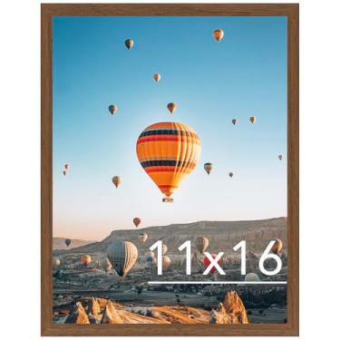 Imagem de JCJMY Moldura marrom de 28 x 40 cm, para pendurar na parede, horizontal ou verticalmente, porta-retrato para galeria de 28 x 40 cm com acrílico resistente a estilhaçamento, marrom