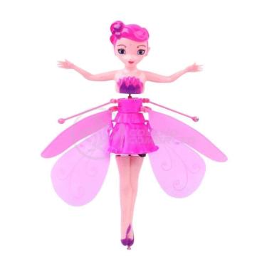 Imagem de Boneco Princesa Aerocraft Fada Voadora Rosa 19Cm C/ Luz