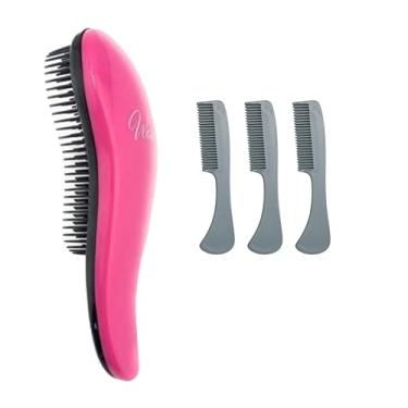 Imagem de G.B.S Conjunto de pente de boneca inquebrável para cuidados - Pentes com dentes finos, design de bolso pequeno, para pentear e desembaraçar cabelo de boneca ou peruca cinza (pacote com 3) (rosa