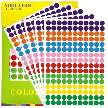 Imagem de YOULAISHI 4400 pçs adesivos de pontos coloridos 1/2 polegada adesivos redondos pequenos 8 etiquetas de codificação de cores para escritório, escola, sala de aula, biblioteca, casa, 176 etiquetas/folha