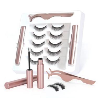 Imagem de Cílios magnéticos Houldhowd, 5 pares com delineador (natural)