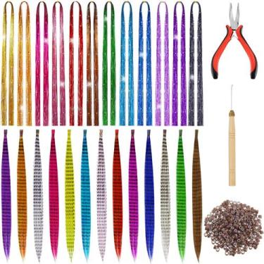 Imagem de Kit de enfeites de cabelo Juinte 1440 Strands com ferramentas 26 Feath