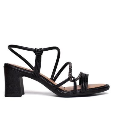 Imagem de Sandália Feminina Mississipi Salto Bloco Strass Preto, Preto, 37
