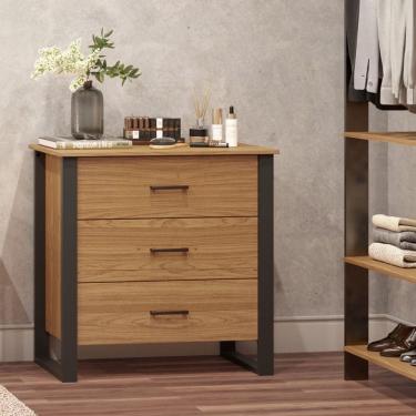 Imagem de Cômoda Industrial 3 Gavetas F38 Freijó Preto Fosco Dalla Costa