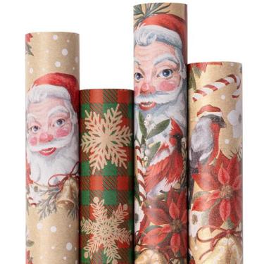 Imagem de Conjunto de papel de embrulho RUSPEPA Kraft Christmas 4 Rolls 76x305cm