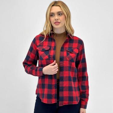 Imagem de Camisa Blue Rose Xadrez Manga Longa em Flanela Feminina-Feminino