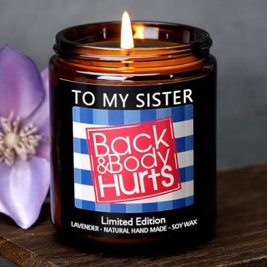 Imagem de Presentes de Natal engraçados para irmãs, presentes de aniversário para irmã, ideias de presentes para mulheres, melhores amigas, cunhadas, presente de Natal de irmãs, vela de lavanda