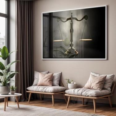 Imagem de Quadro com Moldura e Acrilico Cristal Vidro Sala Quarto Balança Justiça Decorativo Horizontal Grande Hall