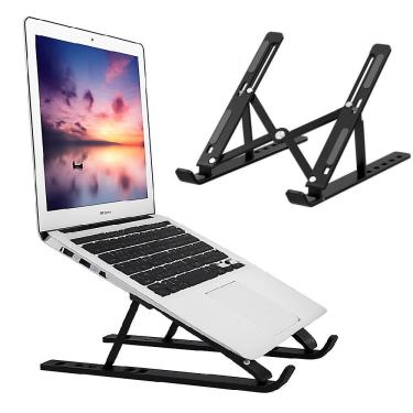 Imagem de Suporte Articulado Para Notebook Tablet Ergonômico Base Ajustável Dobrável Antiderrapante Mesa Escritório Preto