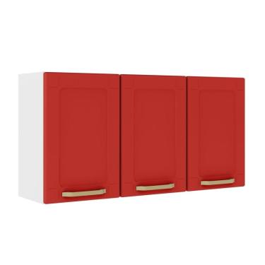 Imagem de Armário Aéreo Alto De Aço 3 Portas Vermelho Colors Bertolini Vermelho/branco