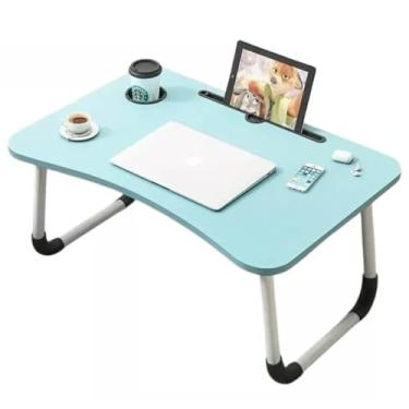 Imagem de Mesa Notebook Cama, Mesa para Notebook Portátil Dobrável Articulada em Mdf Suporte para Laptop Cama Estudo Porta Tablet, Esta Portátil Pode Ser Levada para Qualquer Lugar com Facilidade(Azul)