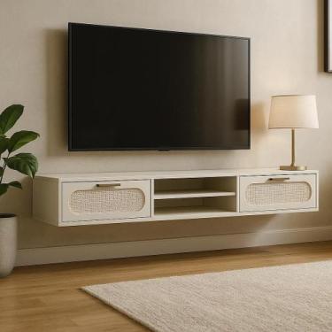 Imagem de Rack Suspenso Santorini Moderno 180cm 2 Gavetas Espaçosas - Lume, Off 