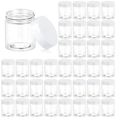 Imagem de Eternal Moment Pacote com 36 frascos de plástico de 85 g frascos redondos transparentes para cosméticos com tampas brancas, perfeitos para loção, geleca, creme, pomadas, maquiagem, sombra, amostras